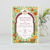 Traditional Indian Floral Wedding Invitation  招待状 (スタンド正面)