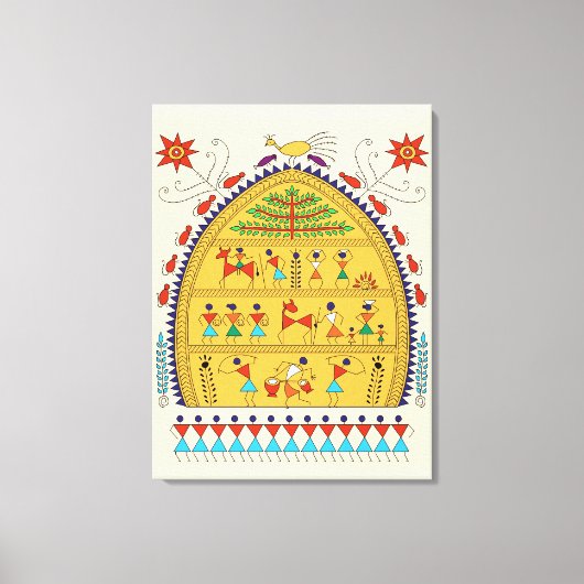 Traditional Indian Folk Art Canvas – Handcrafted  キャンバスプリント (正面)
