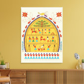 Traditional Indian Folk Art Canvas – Handcrafted  キャンバスプリント (インサイチュ (リビング))
