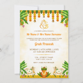 Traditional Indian Graha Pravesh Invitation Card 招待状