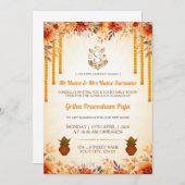 Traditional Indian Griha Pravesham Invitation 招待状 (正面/裏面)