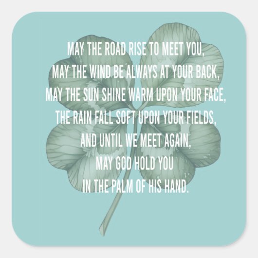 Traditional Irish Blessing Four Leaf Clover Design スクエアシール (正面)