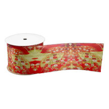 Traditional Japanese Kimono  Gold Red Floral 