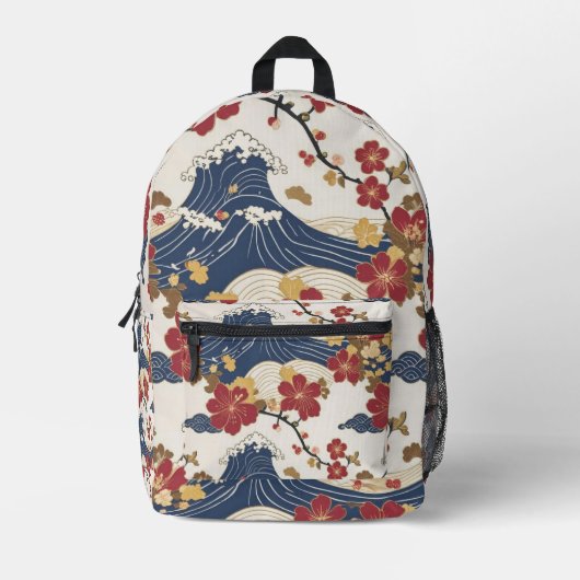 Traditional Japanese Kimono Pattern Backpack プリントバックパック (正面)