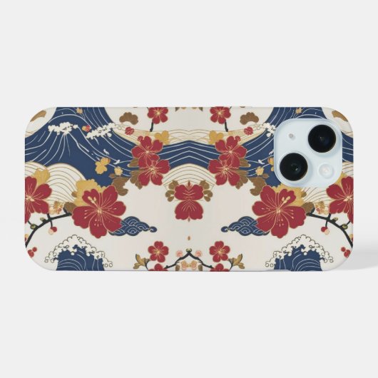 Traditional Japanese Kimono Pattern iPhone 15ケース (裏面横)