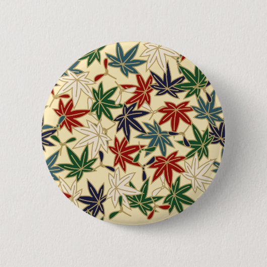 Traditional Japanese Maple Leaf Patterns 缶バッジ (正面)