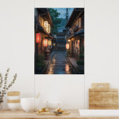 Traditional Japanese Street Wall Kyoto Alleyway ポスター (キッチン)