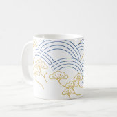 Traditional Japanese Wave Pine Mug  コーヒーマグカップ (正面左)