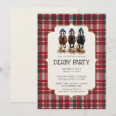 Traditional Kentucky Derby Invitation Red Tartan P 招待状 (正面/裏面)