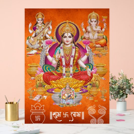 Traditional Laxmi Mata Poster アクリルサイン (ウェディング)