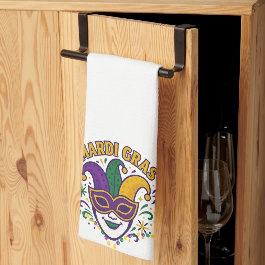 Traditional Mari Gras colored mask キッチンタオル (三つ折り)