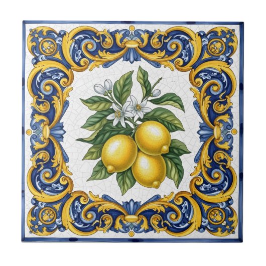 Traditional Mediterranean Majolica Lemon タイル (正面)
