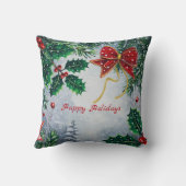 Traditional Merry Christmas Holidays Personalize  クッション (裏面)