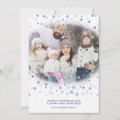 Traditional Minimalist Blue Snowflakes Photo  シーズンカード (正面)