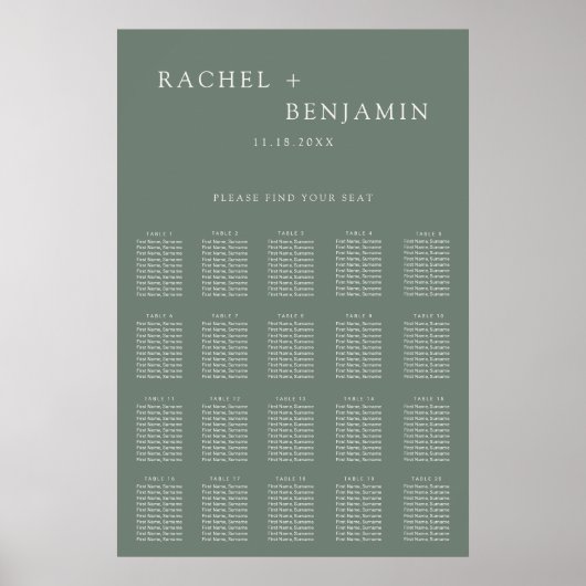 Traditional Minimalist Simple Wedding Sage Green ポスター (正面)