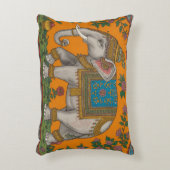 Traditional Mithila style elephant pillow アクセントクッション (正面(垂直))