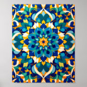 Traditional Moroccan Zillij Geometric Tile Pattern ポスター (正面)