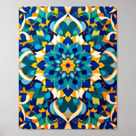 Traditional Moroccan Zillij Geometric Tile Pattern ポスター