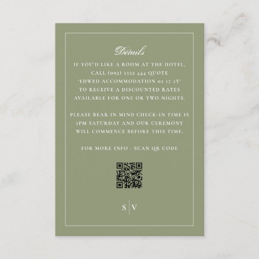 Traditional Moss Green QR Code Details エンクロージャーカード (正面)