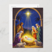 Traditional Nativity Holy Family シーズンポストカード (正面/裏面)