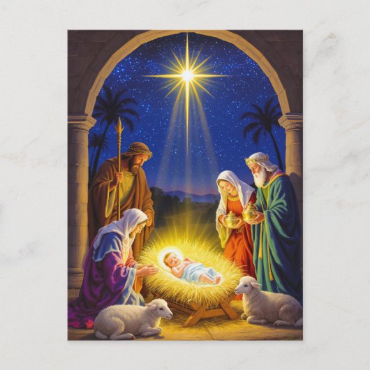 Traditional Nativity Holy Family ポストカード (正面)