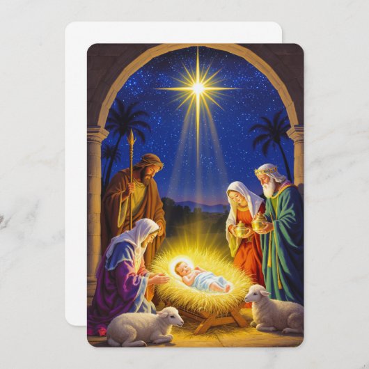 Traditional Nativity Holy Family 招待状 (正面/裏面)