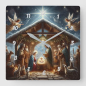 Traditional Nativity Scene スクエア壁時計 (正面)