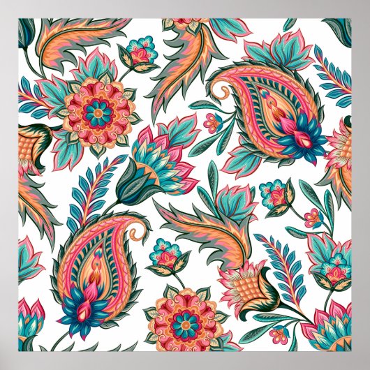 Traditional oriental seamless paisley pattern. Vin ポスター (正面)