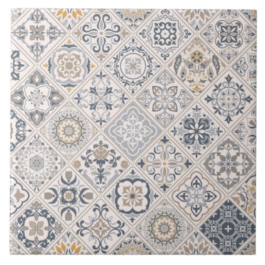Traditional ornament Portuguese and Spanish Boho  タイル (正面)