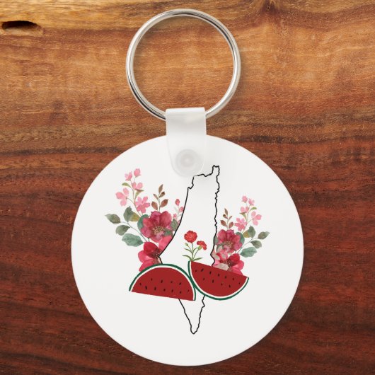 Traditional Palestine elements in palestine map キーホルダー (正面)