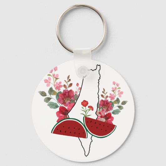 Traditional Palestine elements in palestine map キーホルダー (裏面)