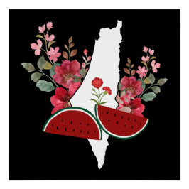 Traditional Palestine elements in palestine map ポスター