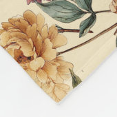 Traditional  Peony Vintage Botanical Pattern フリースブランケット (角)