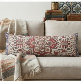 Traditional Persian Anatolian Red Octagonal Floral ボディピロー