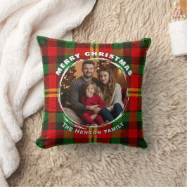 Traditional Personalized Family Photo Plaid  クッション