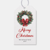 Traditional Pine Wreath Christmas Gift Tag ギフトタグ (正面)