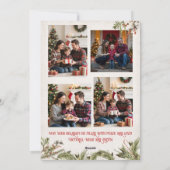 Traditional Plaid Red Bow Christmas 5 Photos シーズンカード (裏面)