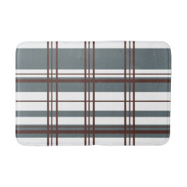 Traditional Plaid Smoke Grey, Deep Burgandy, White バスマット