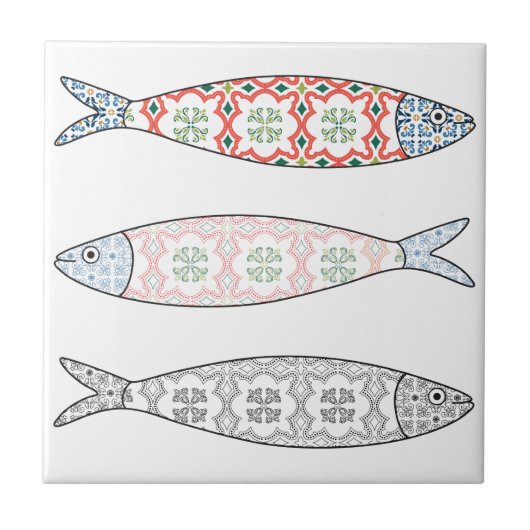 Traditional Portuguese icon. Colored sardines タイル (正面)