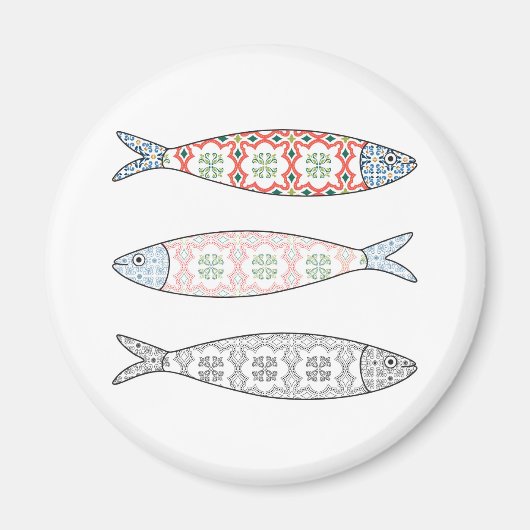 Traditional Portuguese icon. Colored sardines マグネット (正面)