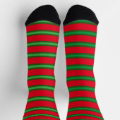 Traditional Red And Green Christmas Stripes ソックス (上部)