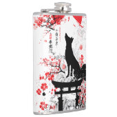Traditional Red Black Japanese Kitsune Fox with Mo フラスク (右)
