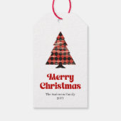 Traditional red black plaid gift tag editable ギフトタグ (裏面)