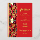 Traditional Red Florals Foil Christmas Invitation 箔シーズンカード (正面)