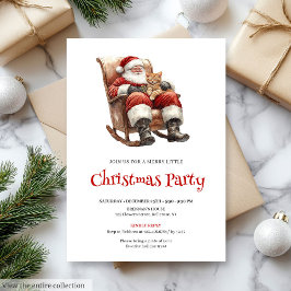 Traditional Red Green Script Font Christmas Party  招待状