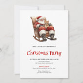 Traditional Red Green Script Font Christmas Party  招待状 (正面)