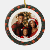 Traditional Red Poinsettia 2 Sided Photo Christmas セラミックオーナメント (正面)