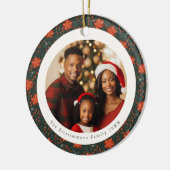 Traditional Red Poinsettia 2 Sided Photo Christmas セラミックオーナメント (左)