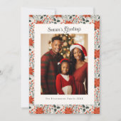 Traditional Red Poinsettia Holiday Photo Card シーズンカード (正面)