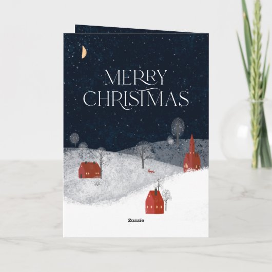 Traditional Rustic Navy Red Winter Merry Christmas シーズンカード (裏面)